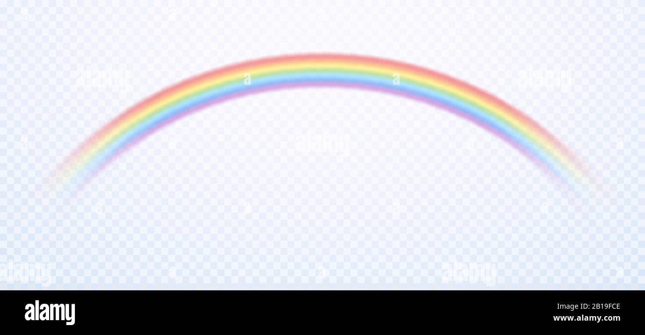 Arcobaleno realistico. Colorful pioggia cielo pioggia colori arcobaleni e simbolo gay isolato vettore illustrazione Illustrazione Vettoriale