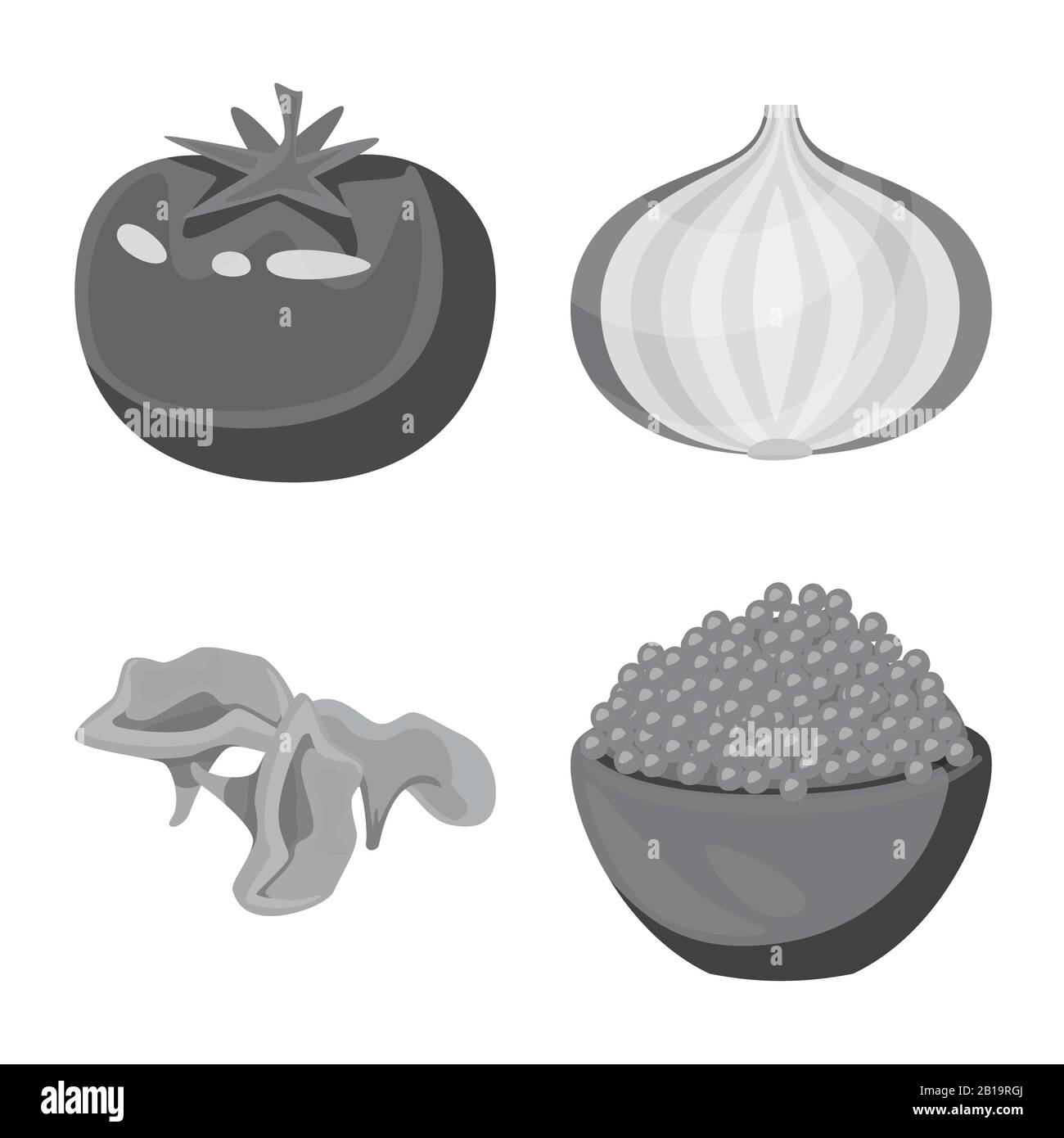 Disegno vettoriale di spezie e simbolo di aroma. Collezione di spezie e simbolo di stock di prodotti per il web. Illustrazione Vettoriale