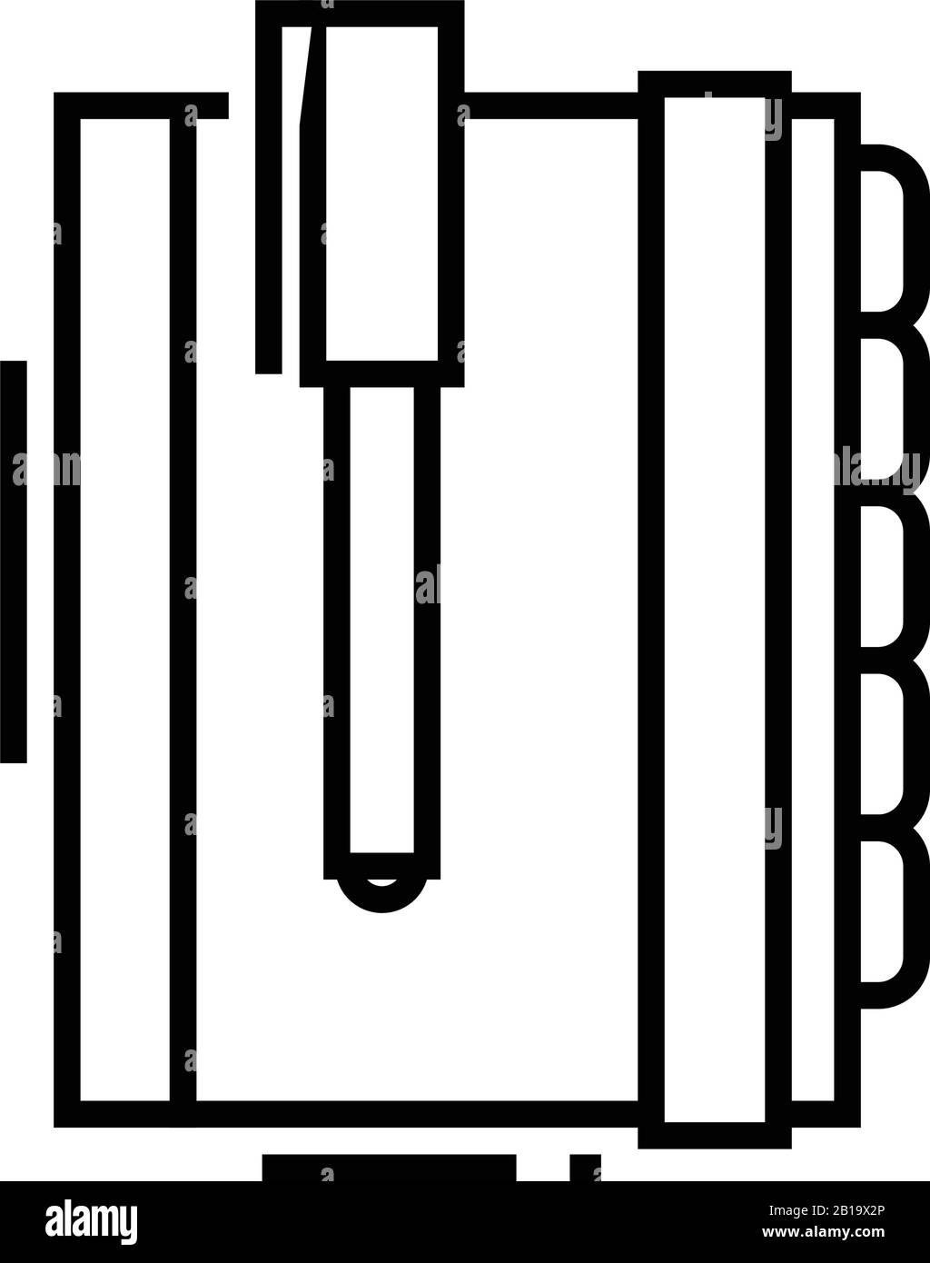 Icona della linea del pianificatore di giorno, simbolo del concetto, illustrazione del vettore del contorno, simbolo lineare. Illustrazione Vettoriale