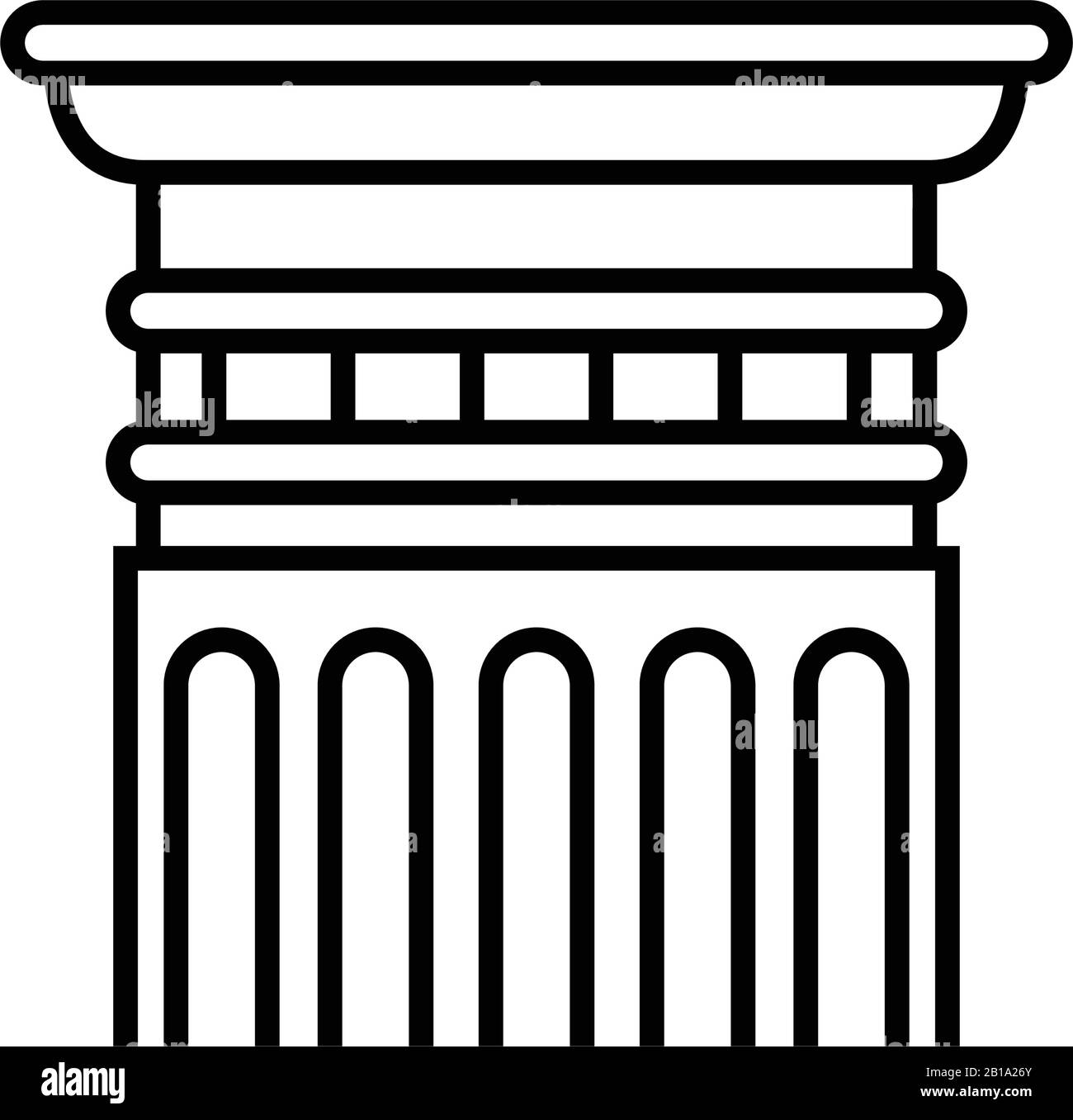 Icona della riga dell'ordine dorico, simbolo del concetto, illustrazione del vettore del contorno, simbolo lineare. Illustrazione Vettoriale