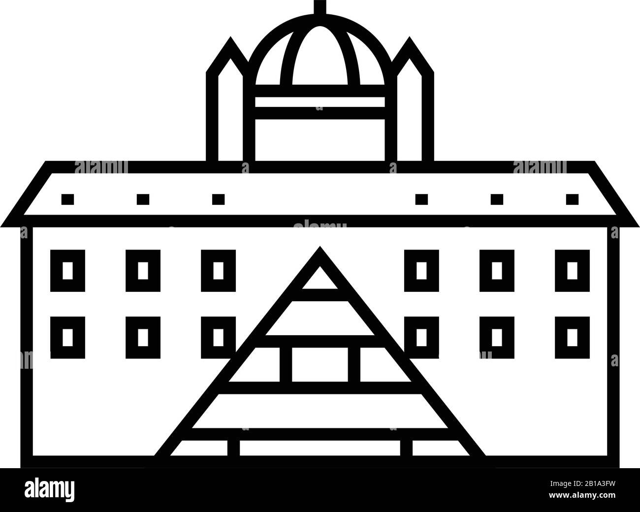 Icona della linea di edifici diversi, simbolo del concetto, illustrazione del vettore del contorno, simbolo lineare. Illustrazione Vettoriale