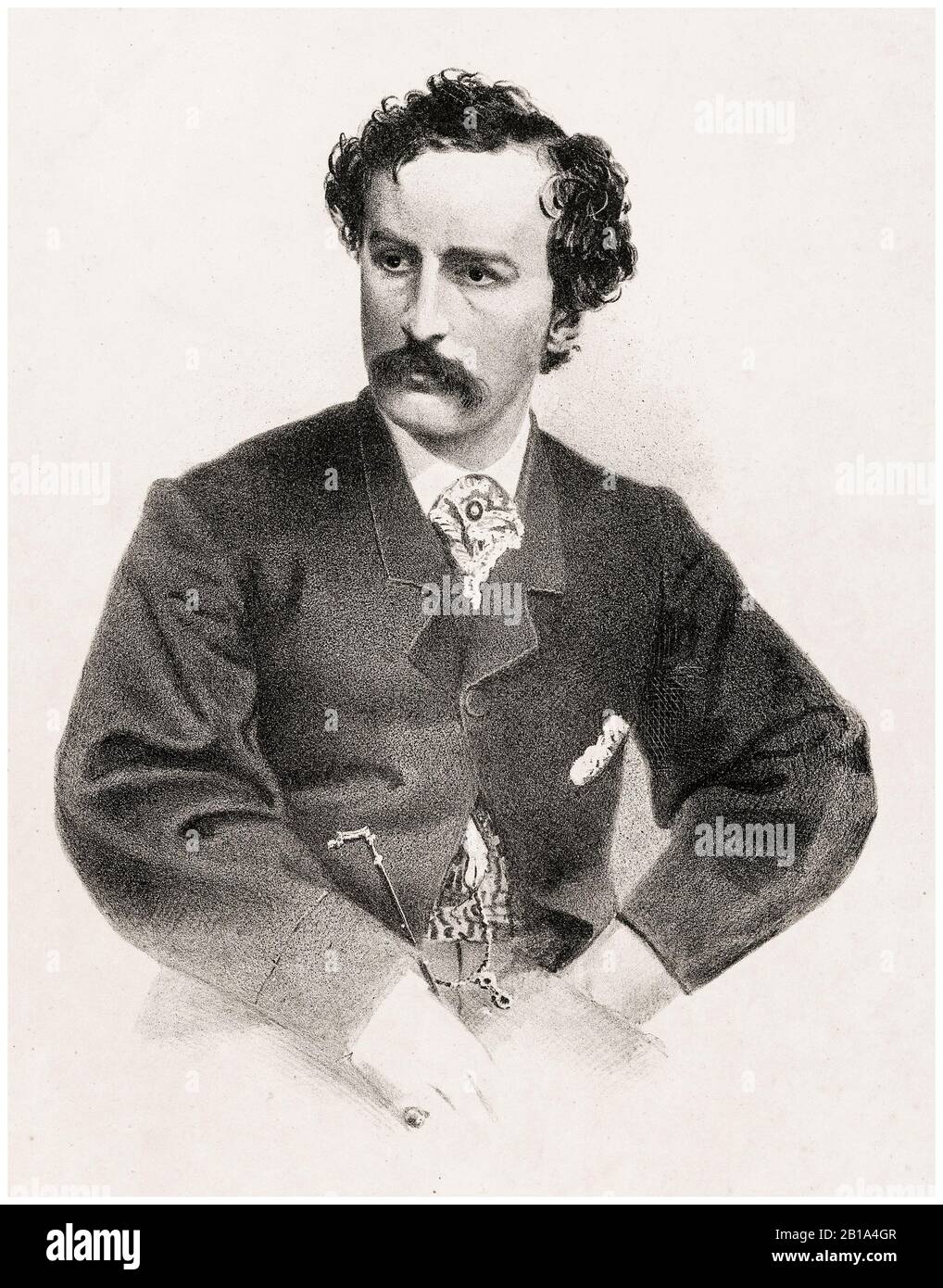 John Wilkes Booth (1838-1865), Assassin, stampa di J. H. Bufford Lithography Co, copia dopo Charles DeForest Fredricks, 1865 Foto Stock