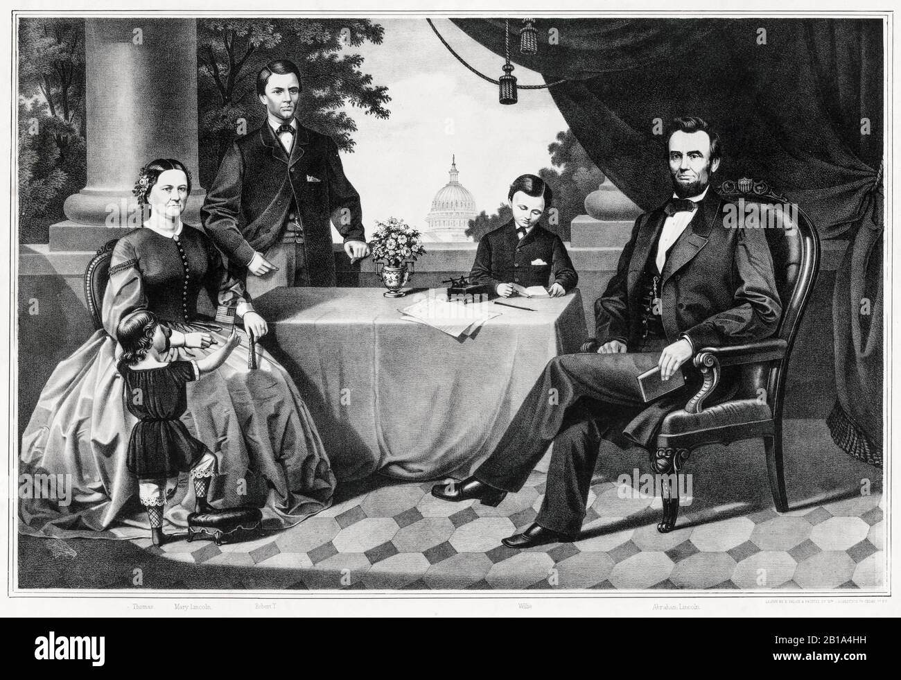 Abraham Lincoln (1809-1865), ritratto di famiglia, stampa da e Valois, circa 1890 Foto Stock