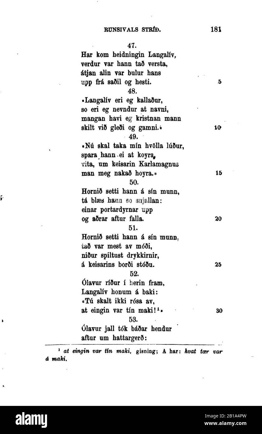 Færøsk Anthologi 1 181. Foto Stock