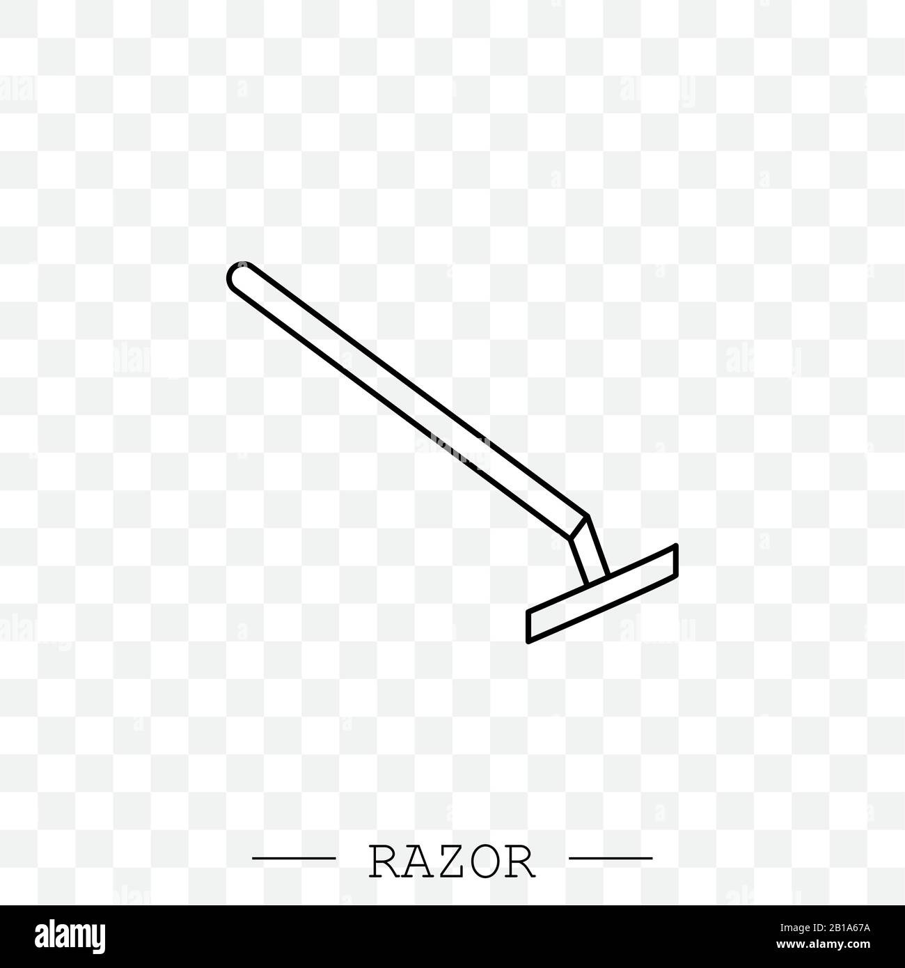 linea vettore rasoio, icona lineare. Icona rasoio da uomo per rasatura. Semplice illustrazione dell'icona del vettore del rasoio MAN per il disegno di fotoricettore isolato Illustrazione Vettoriale