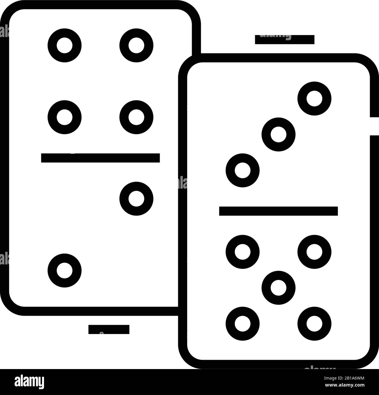 Icona della linea Domino, simbolo concettuale, illustrazione del vettore di contorno, simbolo lineare. Illustrazione Vettoriale