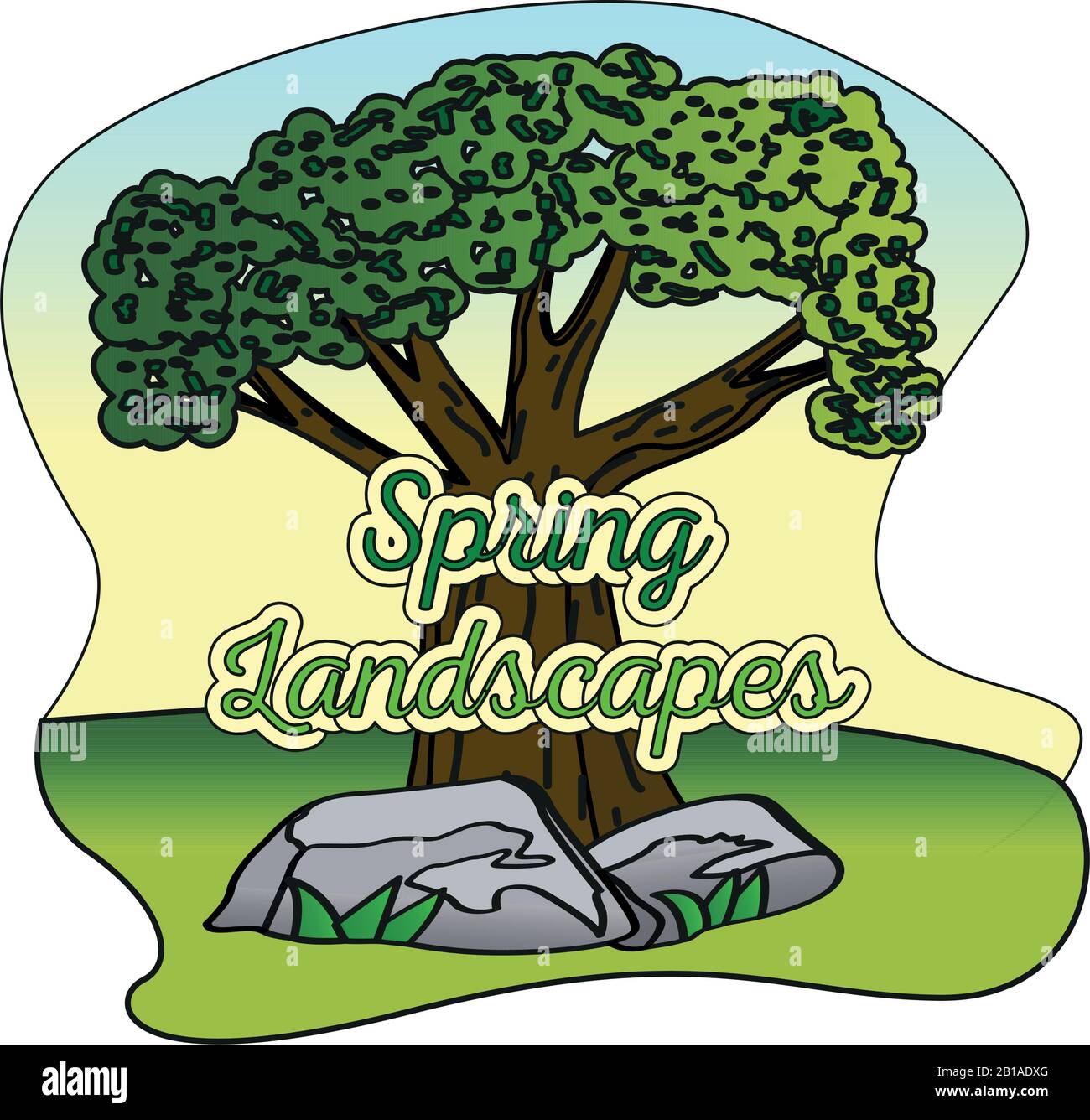 Paesaggio naturale di primavera Illustrazione Vettoriale