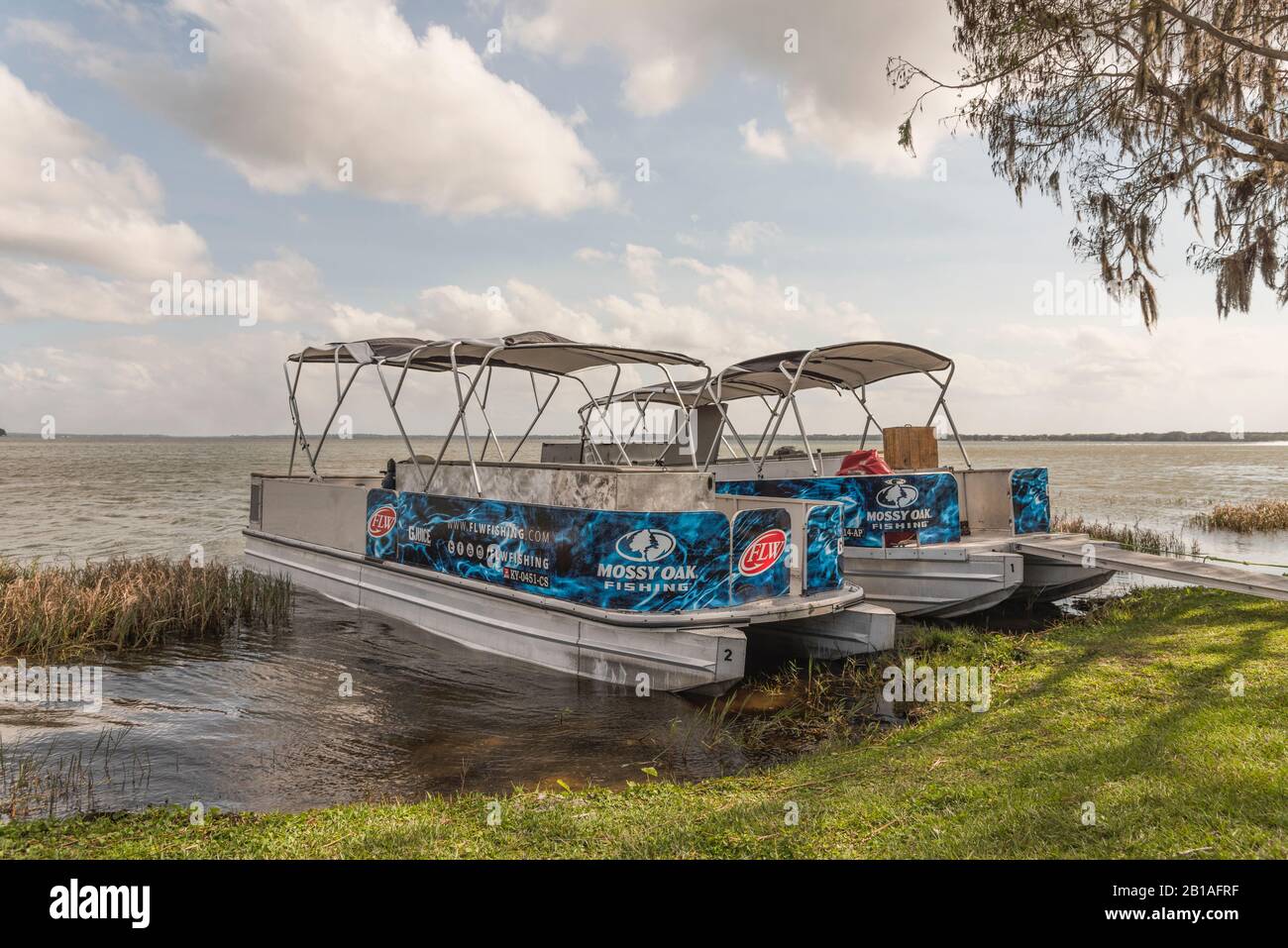 Flw Bass Pesca Tournament Cattura E Rilascio Pontoon Foto Stock