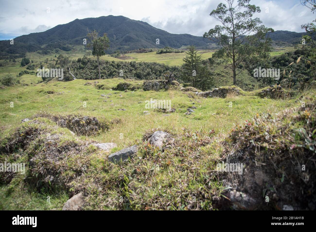 Segni di culture pre-Inca a Tambo Blanco (Ciudadela), San Lucas, Saraguro, Provincia di Loja, Ecuador Foto Stock