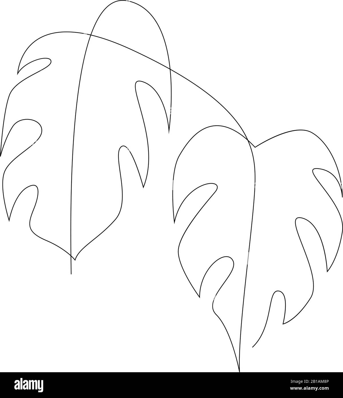 Monstera Leaf One line art Contour Single line drawing. Minimalismo art. Arredamento Moderno. Illustrazione del vettore Illustrazione Vettoriale