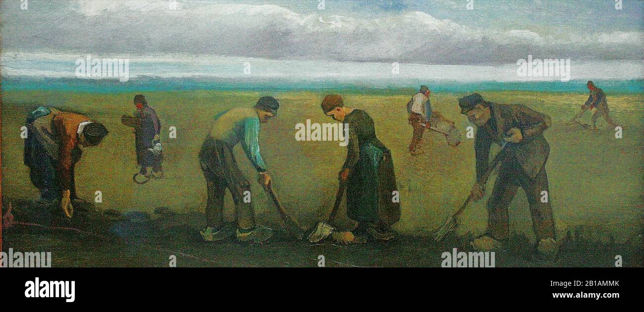 Contadini Che Piantano Patate 1884 dipinto da Vincent van Gogh - Immagine Di Alta risoluzione e qualità Foto Stock
