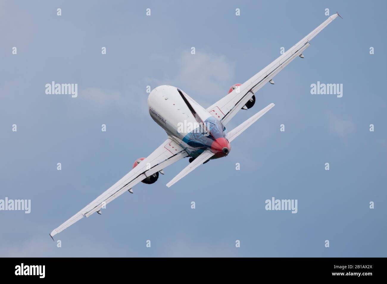 SLIAC / SLOVACCHIA - Agosto 3, 2019: governo slovacco Servizio di volo Airbus A319 OM-dauna aereo passeggeri a display SIAF slovacca aria internazionale Fest 2 Foto Stock