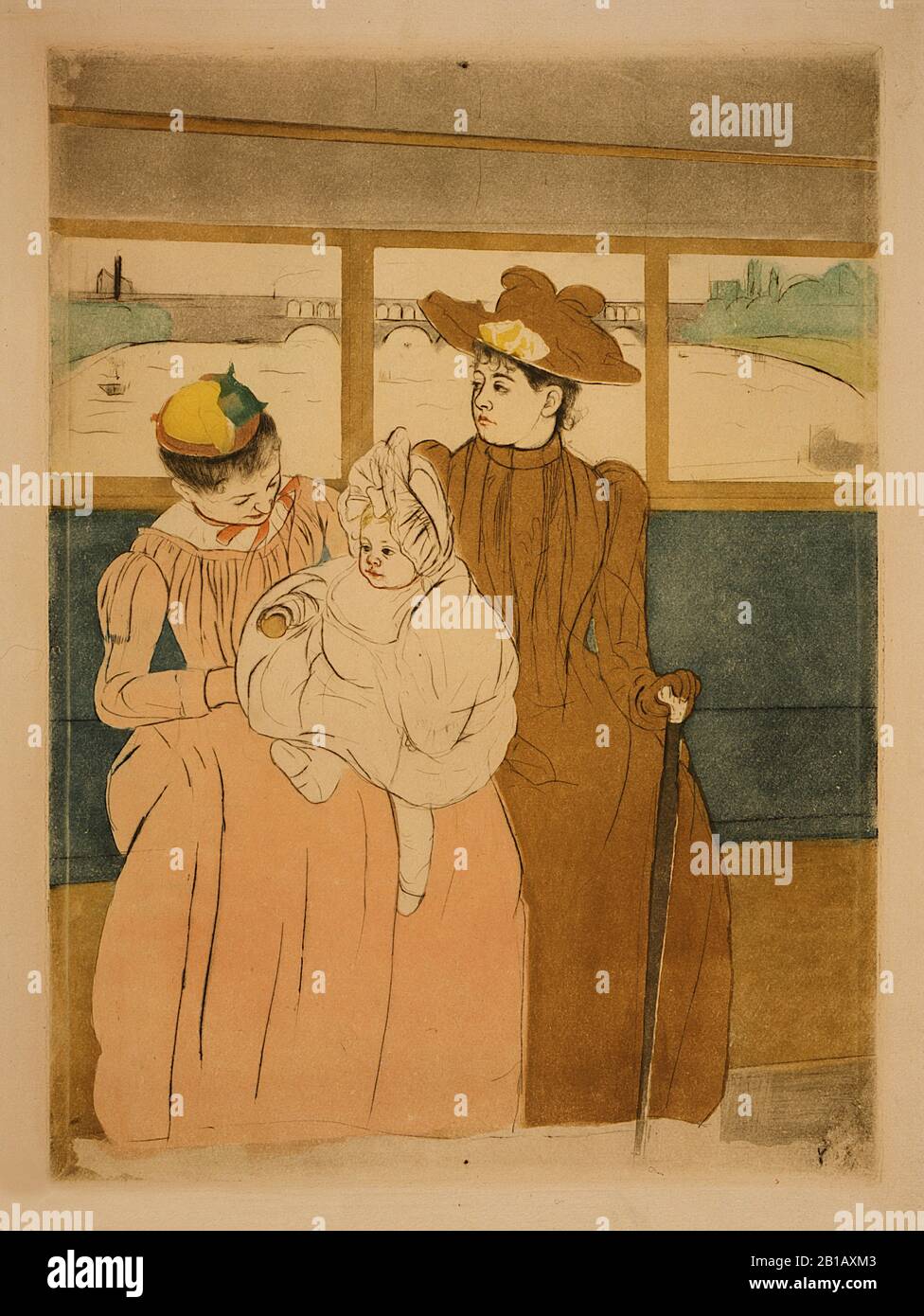 Nell'Omnibus (1891) - Pittura impressionista americana del 19th secolo di Mary Cassatt - immagine Ad Altissima risoluzione e di qualità Foto Stock