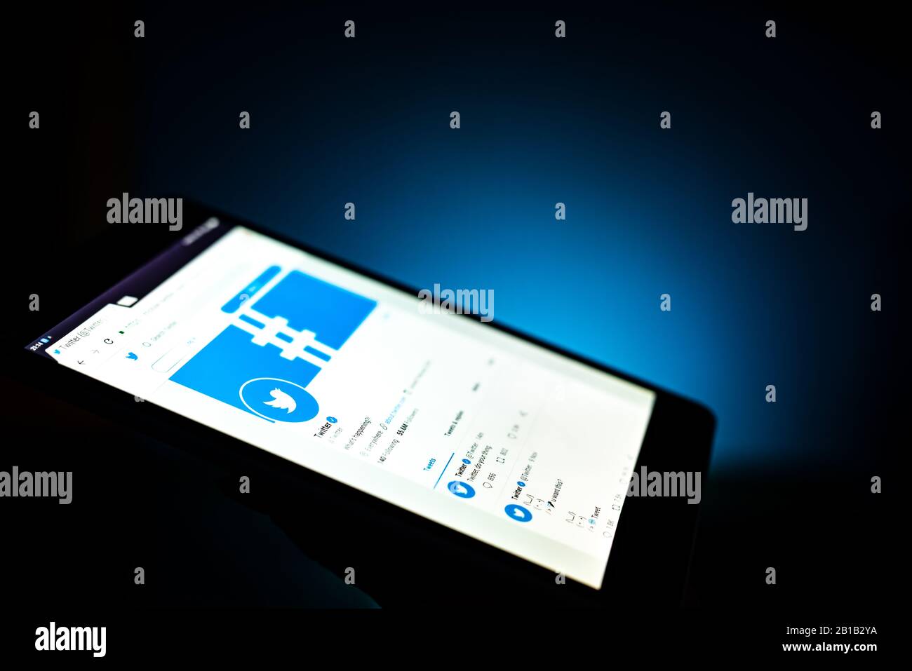 Primo piano tablet con l'app Twitter Foto Stock