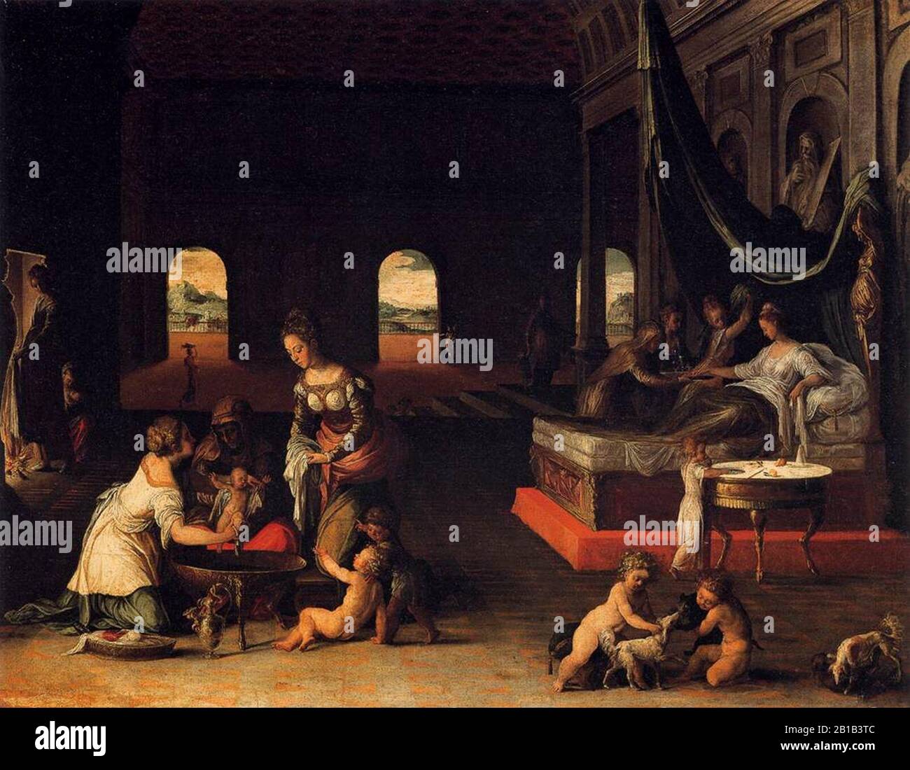 Friedrich Sustris - nascita di un bambino - Foto Stock