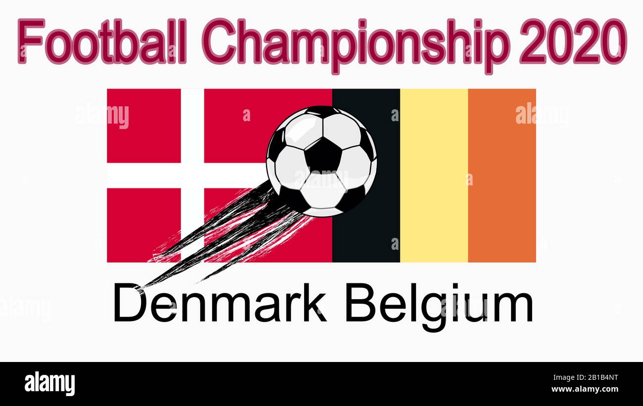 Campionato europeo di calcio 2020, banner, web design, partita tra Danimarca e Belgio Illustrazione Vettoriale