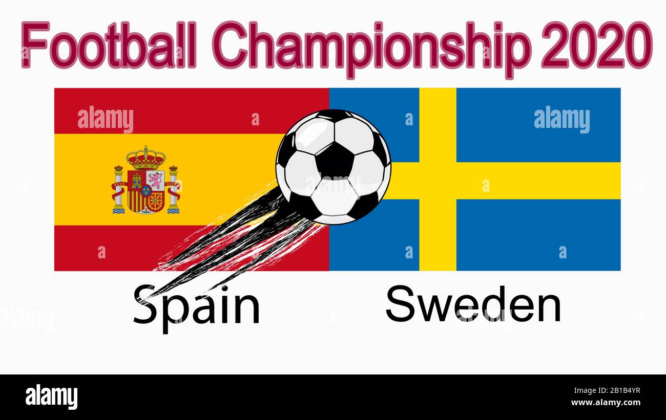 Campionato europeo di calcio 2020, banner, web design, partita tra Spagna e Svezia Illustrazione Vettoriale