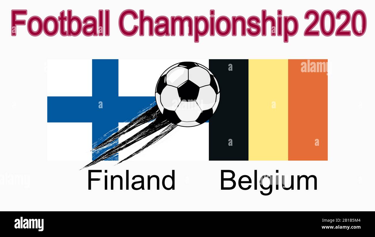 Campionato europeo di calcio 2020, banner, web design, partita tra Finlandia e Belgio Illustrazione Vettoriale