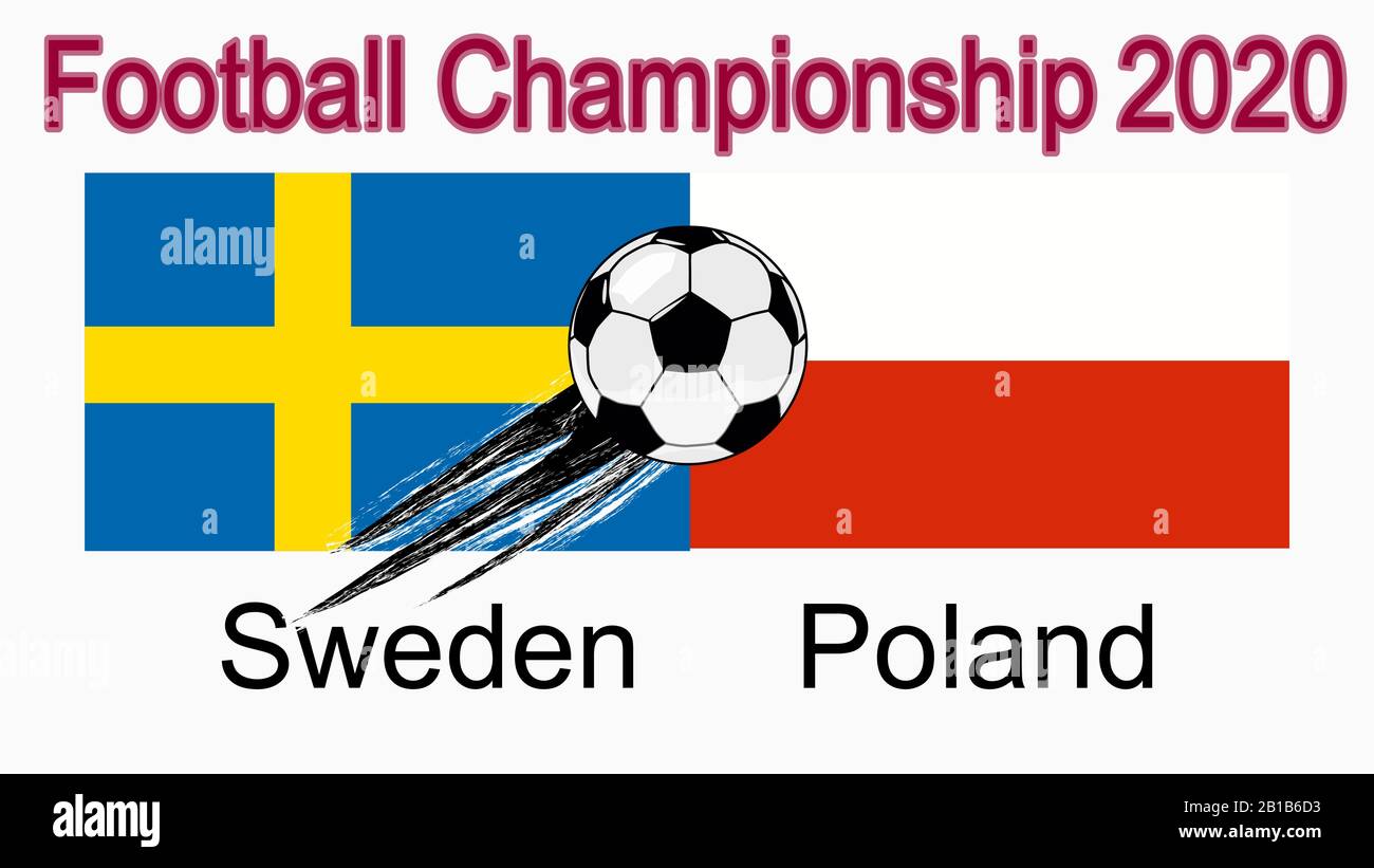 Campionato europeo di calcio 2020, banner, web design, partita tra Svezia e Polonia Illustrazione Vettoriale