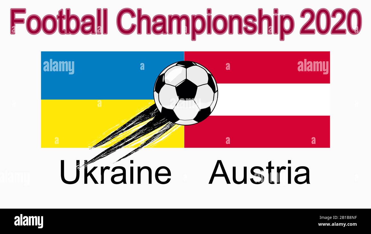 Campionato europeo di calcio 2020, banner, web design, partita tra Ucraina e Austria Illustrazione Vettoriale