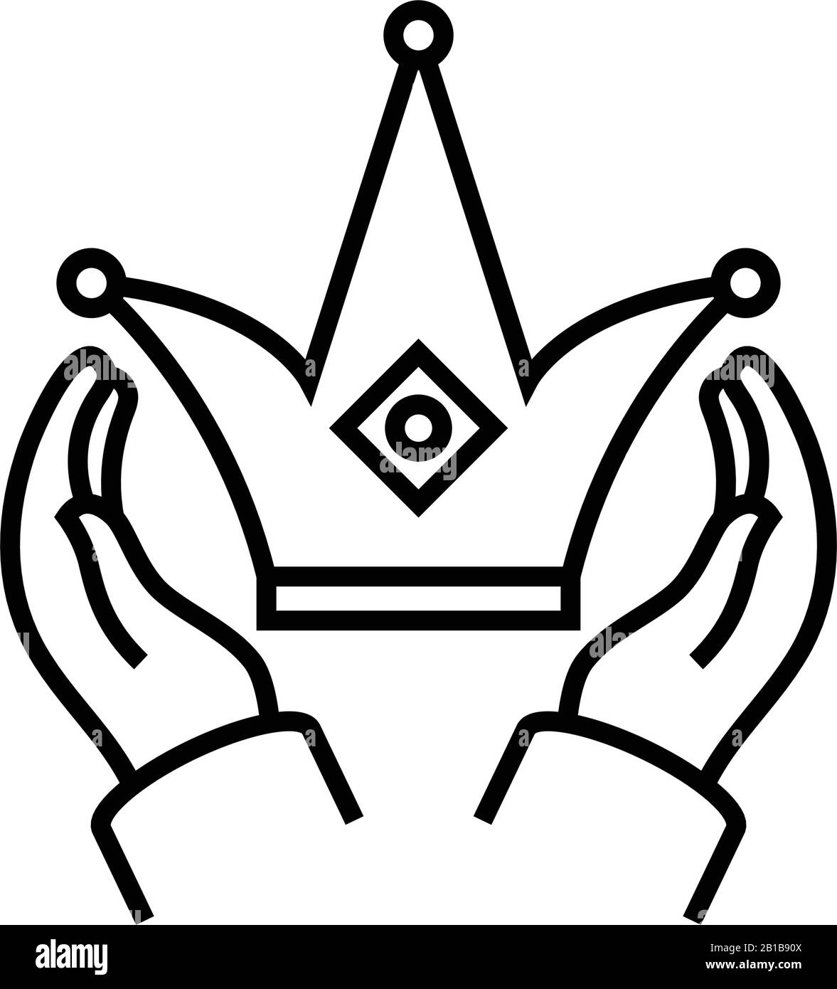 Icona della linea della corona, simbolo concettuale, illustrazione del vettore del contorno, simbolo lineare. Illustrazione Vettoriale