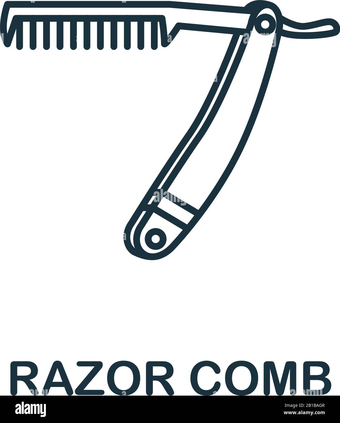 Icona del Pettine per rasoio dalla collezione di barbiere. Elemento di linea semplice simbolo pettine Razor per modelli, web design e infografiche Illustrazione Vettoriale