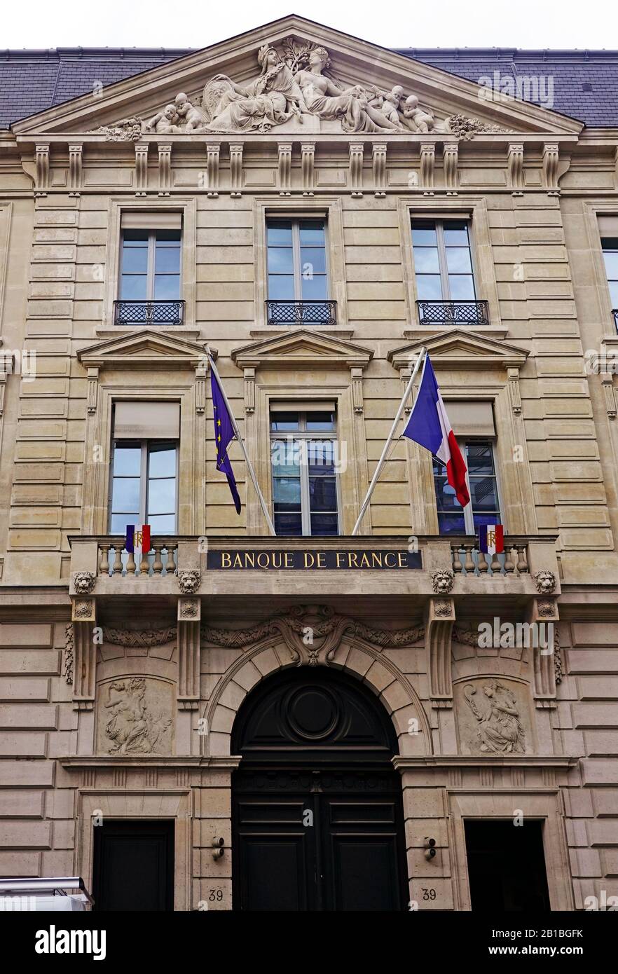 Banca di Francia edificio Parigi Foto Stock