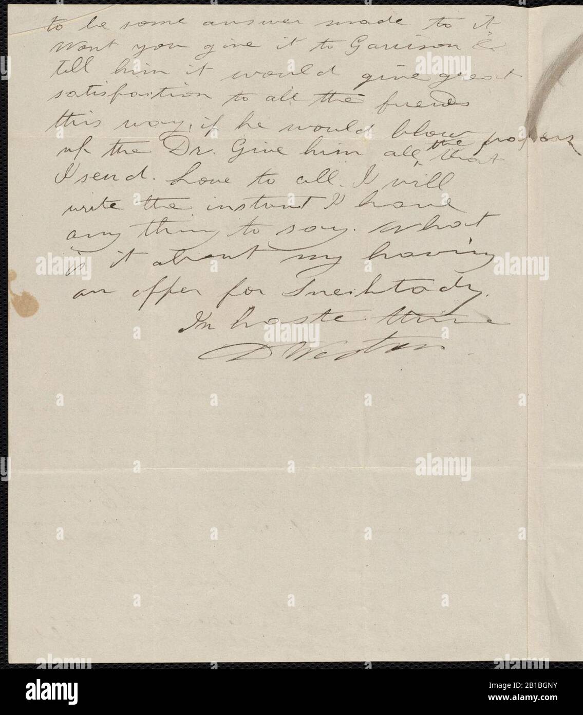 Da Deborah Weston A Caroline Weston; Martedì 2 Maggio 1837 P2. Foto Stock