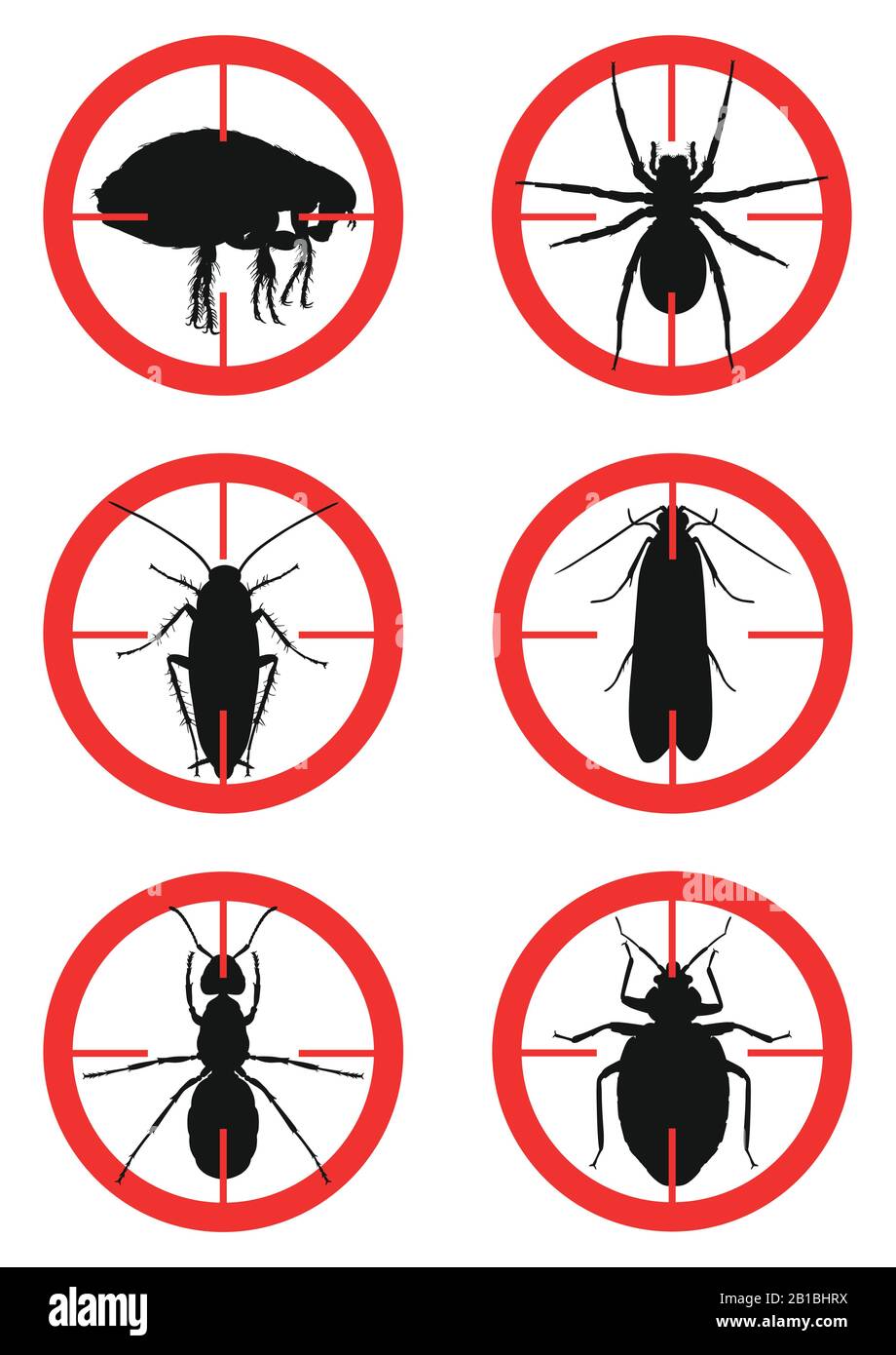 Set di segnali di avvertimento con insetti. Parassiti. Illustrazione del vettore Illustrazione Vettoriale