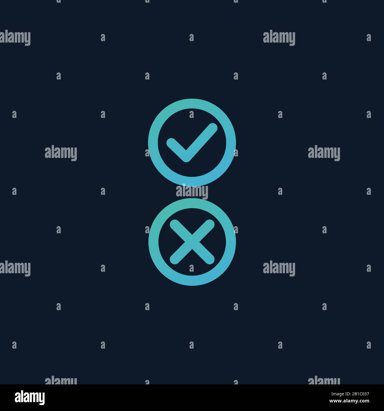 Selezionare e barrare le icone. Cerchio forma simboli sì e NESSUN pulsante per il voto, la decisione, web. Simboli corretti e errati. Illustrazione del vettore Illustrazione Vettoriale