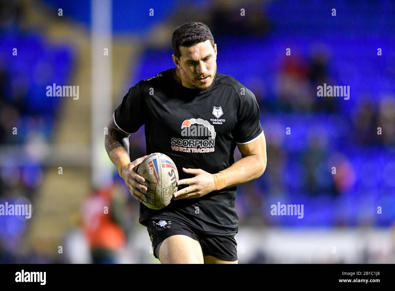 21st Febbraio 2020, Halliwell Jones Stadium, Warrington, Inghilterra; Betfred Super League, Warrington Wolves / Toronto Wolfpack : Sonny-Bill Williams (21) Di Toronto Wolfpack Riscaldamento Foto Stock