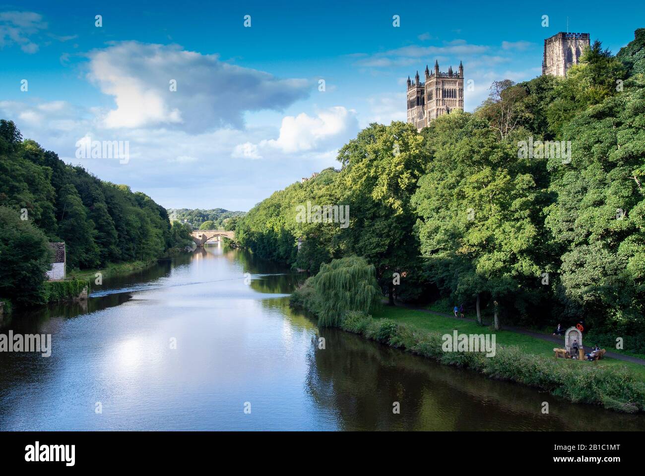 Durham Catherdral e l'Usura del fiume. Durham City, Regno Unito. Foto Stock