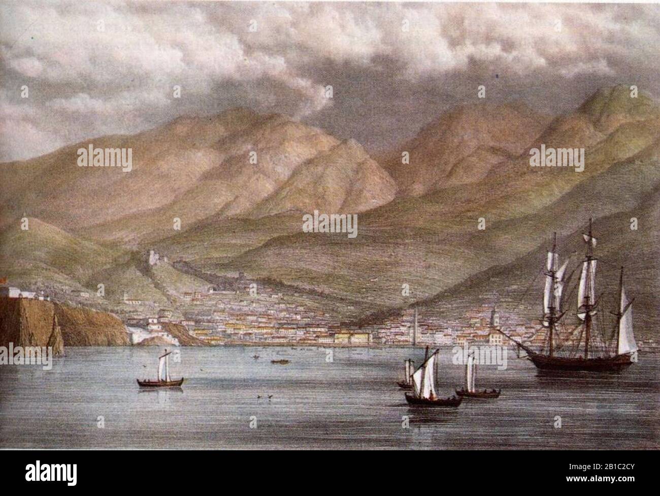 Funchal da Anchorage di James Bulwer (1825). Foto Stock