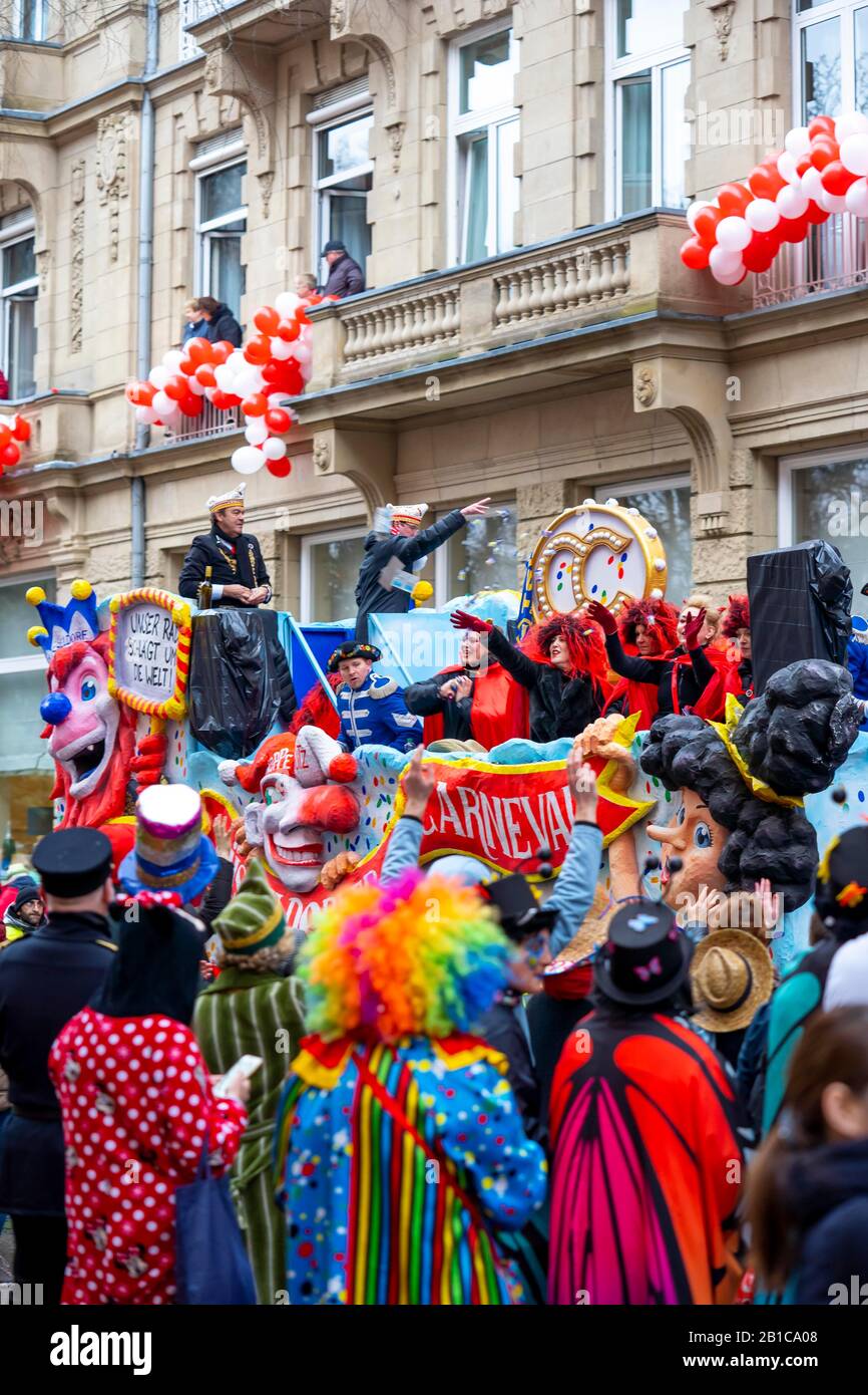 Shrove Lunedi processione a DŸsseldorf, Street carnevale, carrelli di motivo in carnevale, Foto Stock