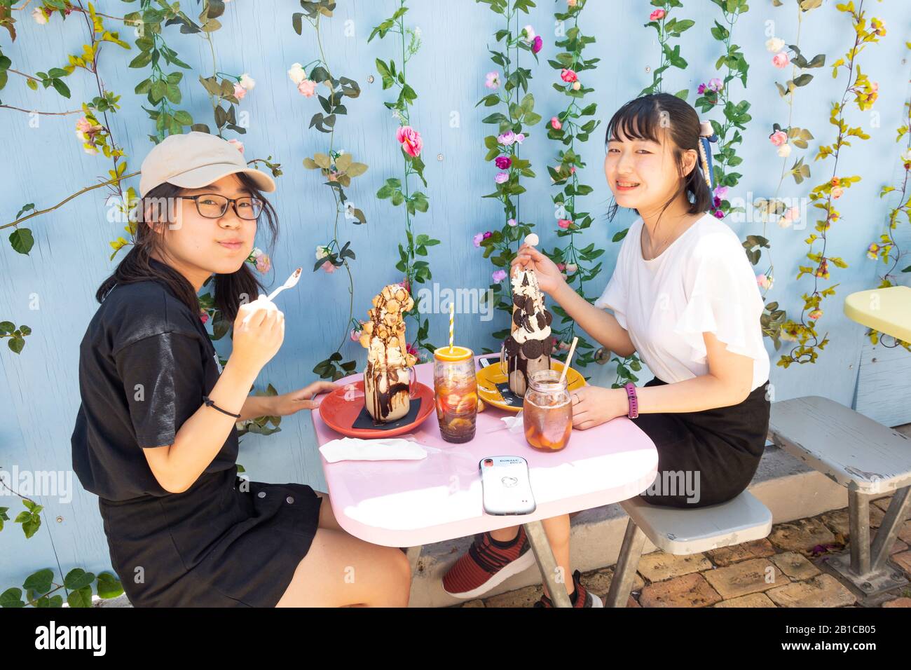 Gelati sundaes a Casa del gelato, Parnell Road Parnell, Auckland, Auckland Region, Nuova Zelanda Foto Stock