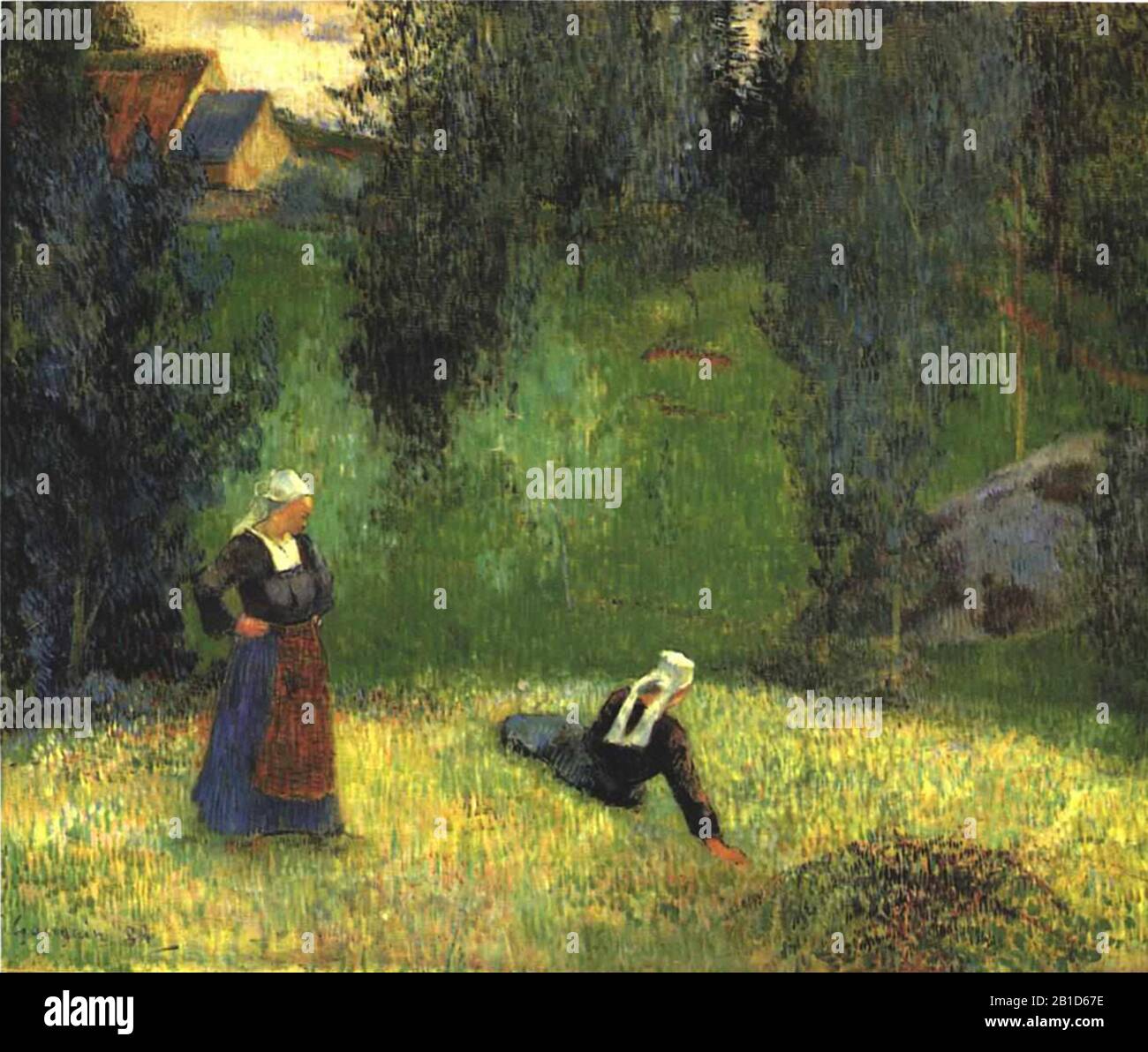 Primavera a Lézaven, o I Primi Fiori (1888) 19th Secolo Pittura di Paul Gauguin - Altissima risoluzione e qualità immagine Foto Stock