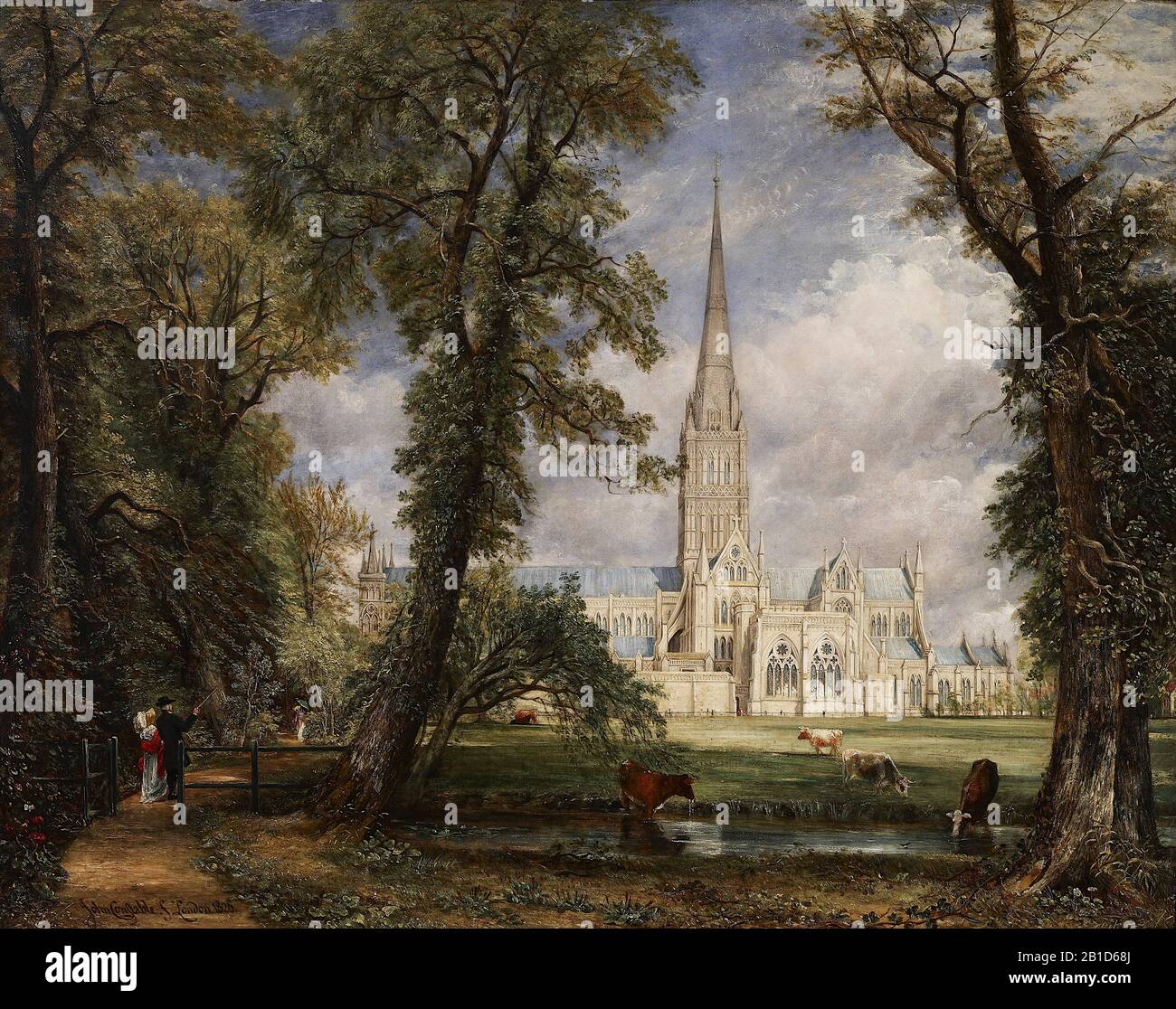 Salisbury Cathedral from the Bishop's Garden (1826) 19th Century Painting by John Constable - Immagine Ad Altissima risoluzione e di qualità Foto Stock