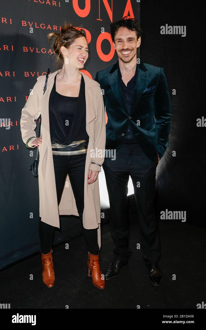 Berlino, Germania. 23rd Feb, 2020. 70th Berlinale, BVLGARI x Constantin Film Party: Emily Cox e Philipp Christopher al BVLGARI x Constantin Film Party nell'Arena di Berlino. Il Festival Internazionale del Film si svolge dal 20.02 al 01.03.2020. Credito: Gerald Matzka/dpa-Zentralbild/ZB/dpa/Alamy Live News Foto Stock