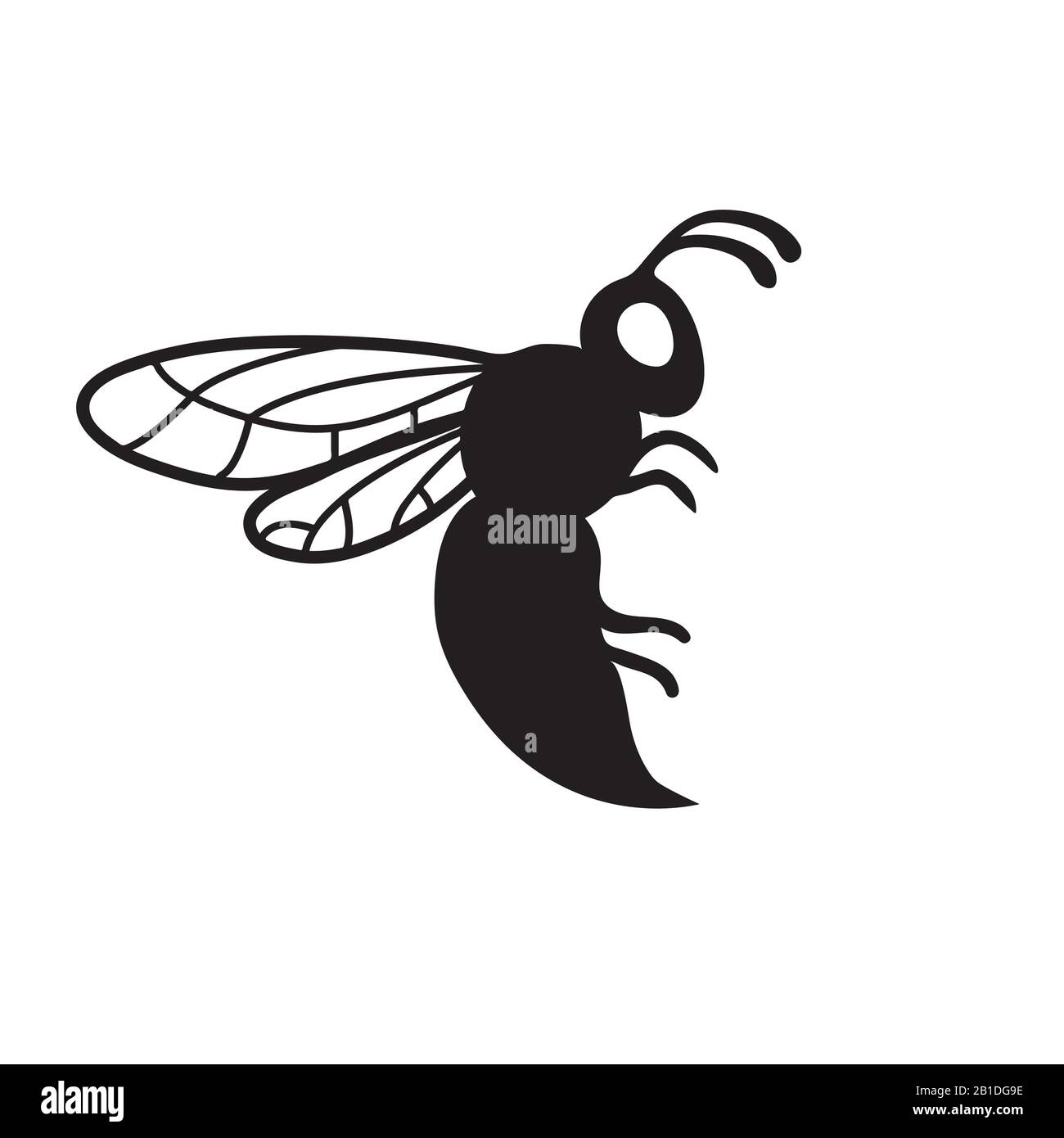 L'icona della silhouette delle api è nera su uno sfondo bianco isolato. Immagine vettoriale Illustrazione Vettoriale