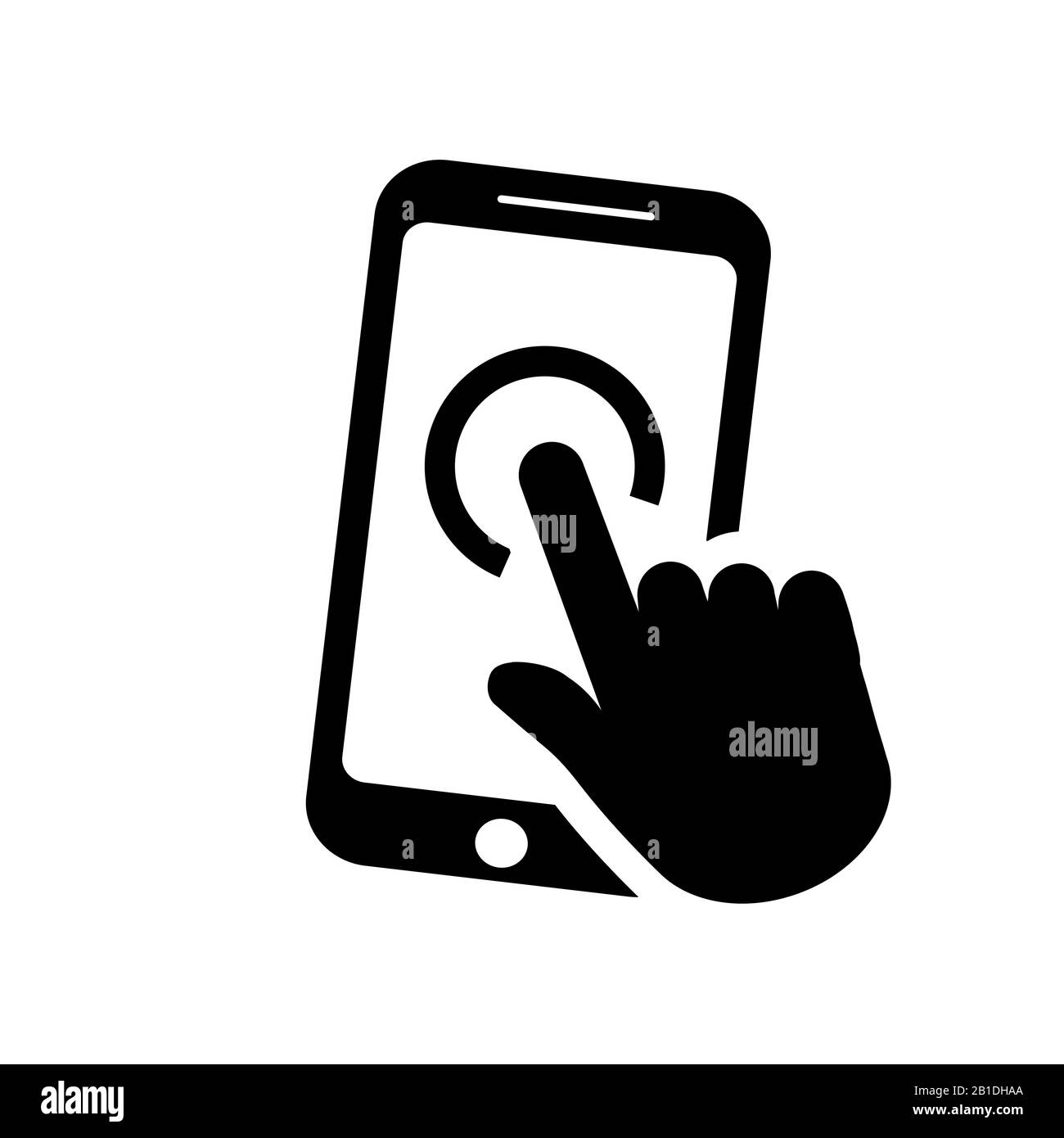 Smartphone Icon in stile piatto con la mano Illustrazione Vettoriale