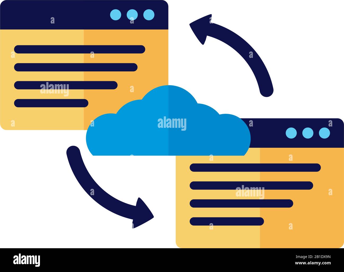 cloud computing con modelli di pagina web stile piatto Illustrazione Vettoriale
