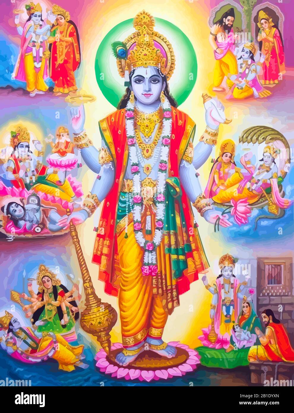 Dio Surya potere del sole induismo mitologia illustrazione Foto Stock
