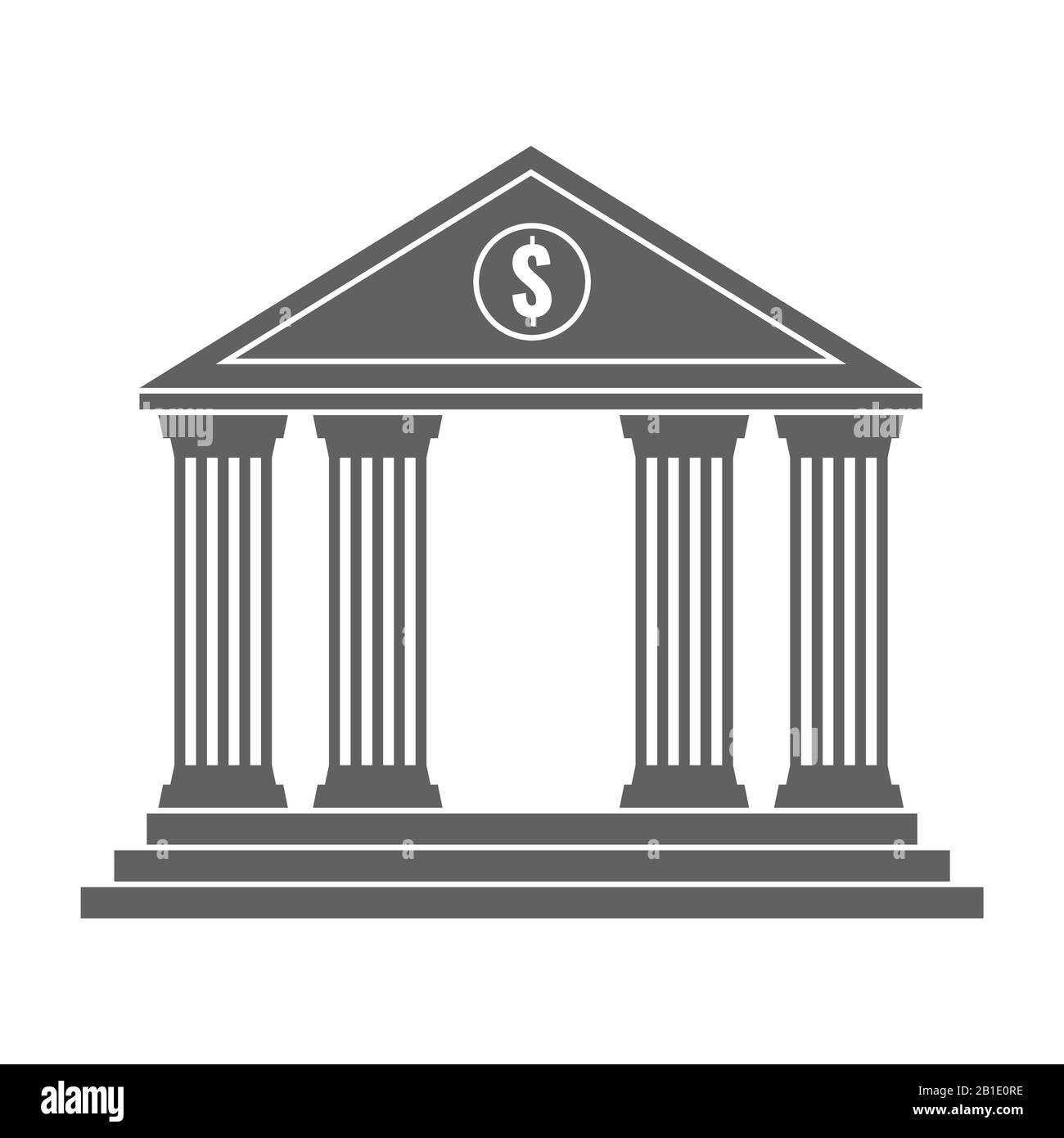 Banca edificio nero semplice icona. Vista classica. Illustrazione Vettoriale