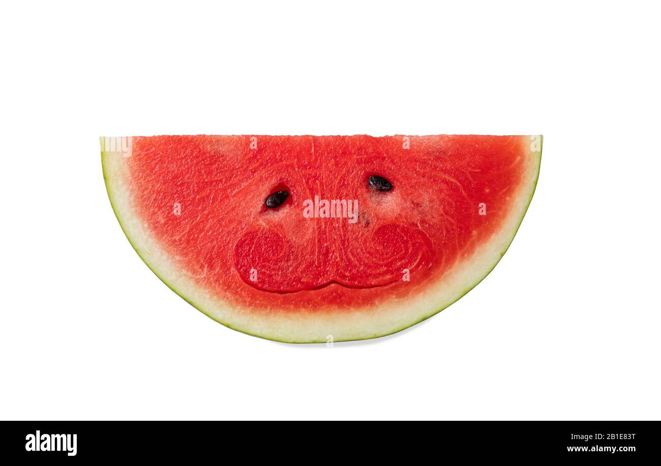 mezzo anguria isolato su sfondo bianco. Citrullus lanatus per l'estate Foto Stock