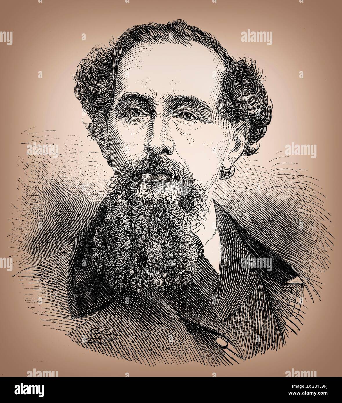Ritratto di Charles John Huffam Dickens o Boz, 1812 - 1870, un scrittore inglese Foto Stock