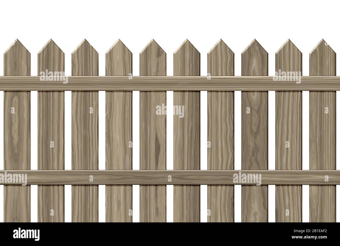 3D computer graphic, recinzione in legno giardino su sfondo bianco, Europa Foto Stock