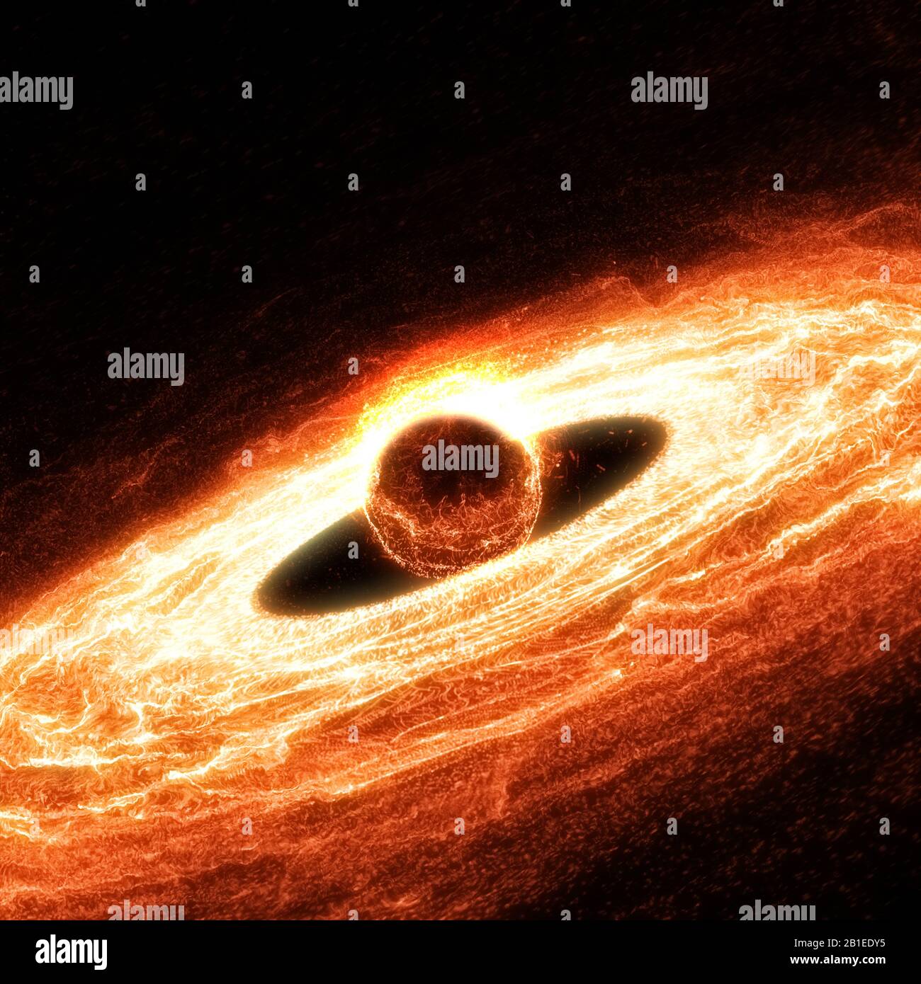 Super Massive Black Hole Con Disco Hot Accretion Foto Stock
