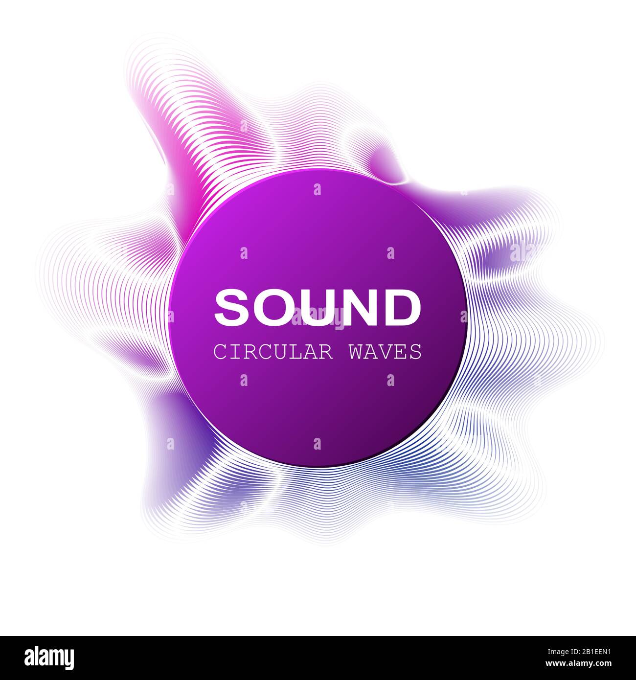 onde sonore di colore radiale isolate su sfondo darck, illustrazione vettoriale Illustrazione Vettoriale