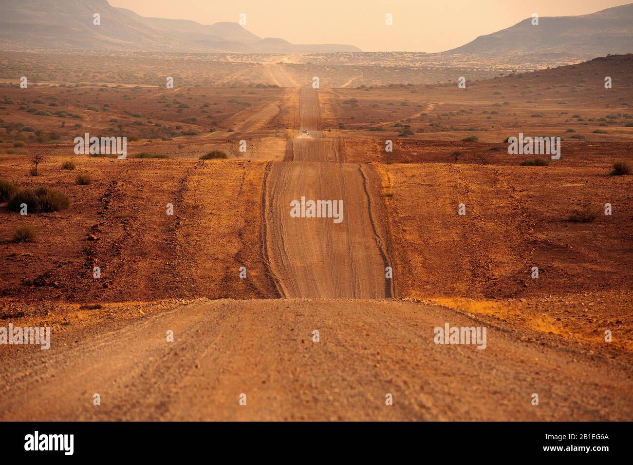Strada sterrata ondulata che attraversa la Concessione di Palmwag, Namibia Foto Stock