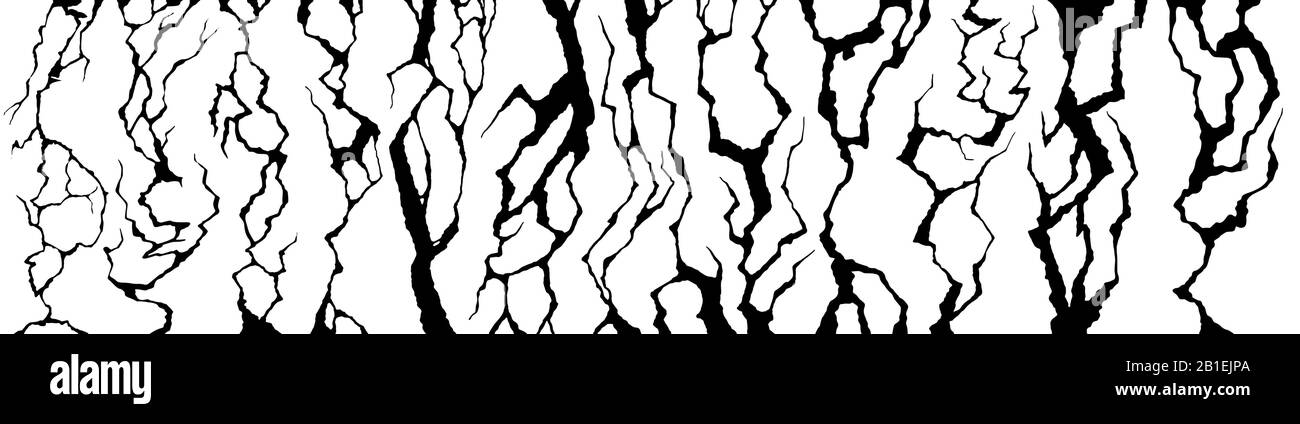 Crepe sulla parete. Cricche, superficie danneggiata incrinata e set di vettori texture craquelure per frattura Illustrazione Vettoriale
